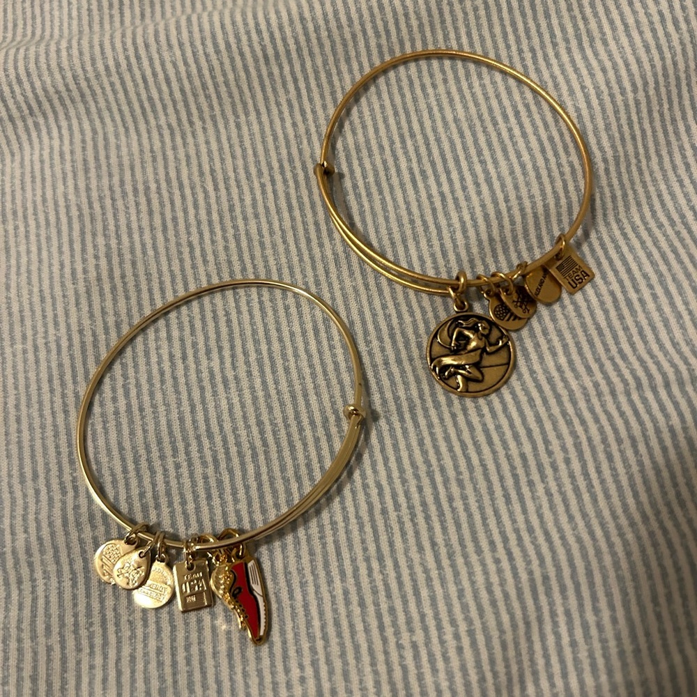 Alex and Ani Running/USA Gold Charm Bangle Bracelet Set